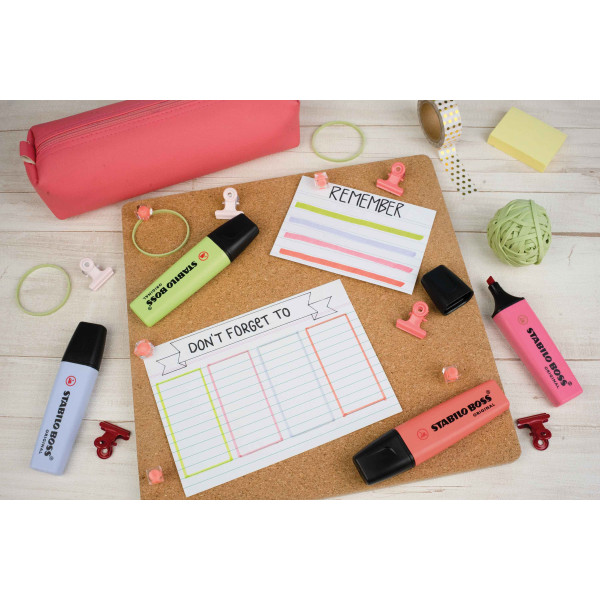Pot de 6 surligneurs STABILO BOSS ORIGINAL Pastel - assortiment pastel