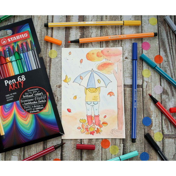 Etui carton de 24 feutres de dessin STABILO Pen 68 ARTY - pointe moyenne