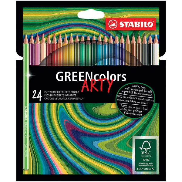 photo-Pochette de 24 crayons de couleur GREENcolors STABILO ARTY