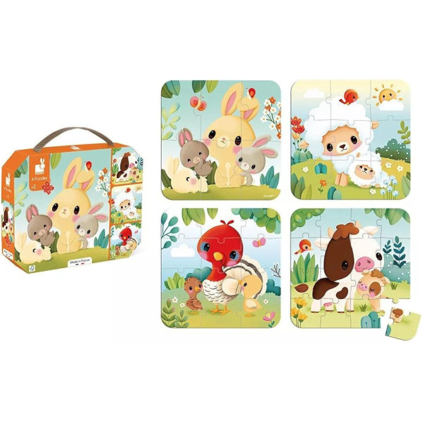 Coffret de 4 puzzles évolutifs – 6, 9, 12 et 16 pièces – Janod