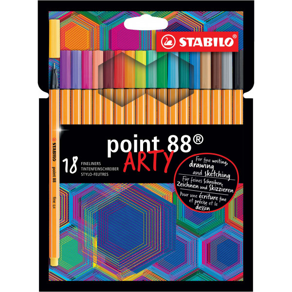 Etui carton de 18 feutres fins STABILO point 88 ARTY - pointe fine