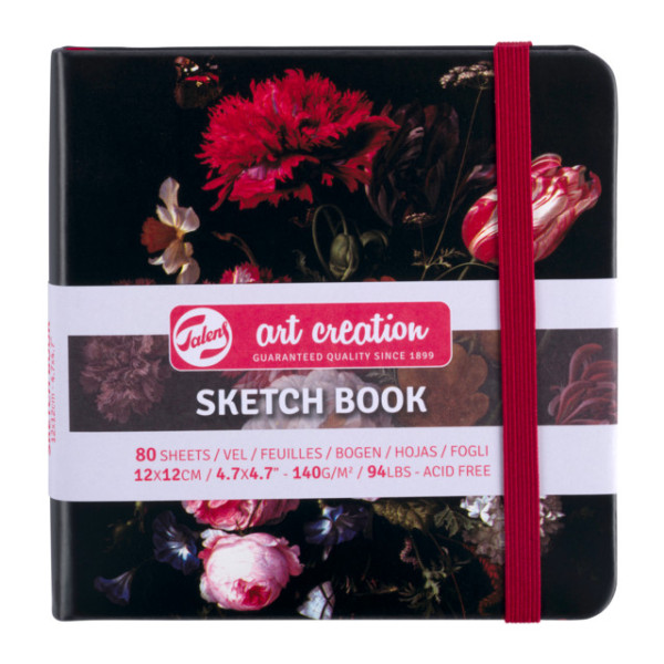 Carnet - Croquis - Dessin - Notes - 12x12cm - 80pages - Couverture peinture fleurs