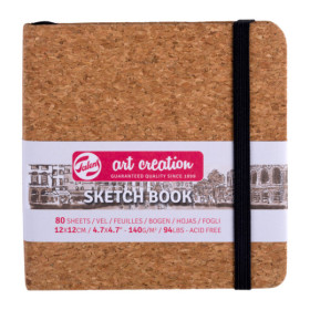 Carnet à croquis Talens Art Creation couverture liège – 12 × 12 cm – 80 feuilles 140 g/m²