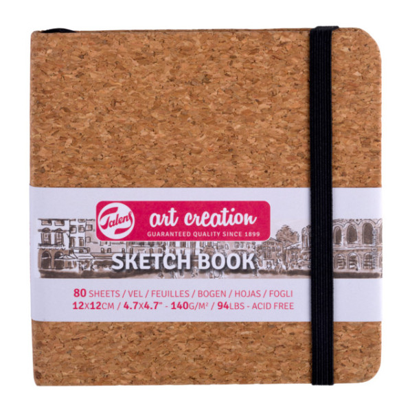 Carnet à croquis Talens Art Creation couverture liège – 12 × 12 cm – 80 feuilles 140 g/m²