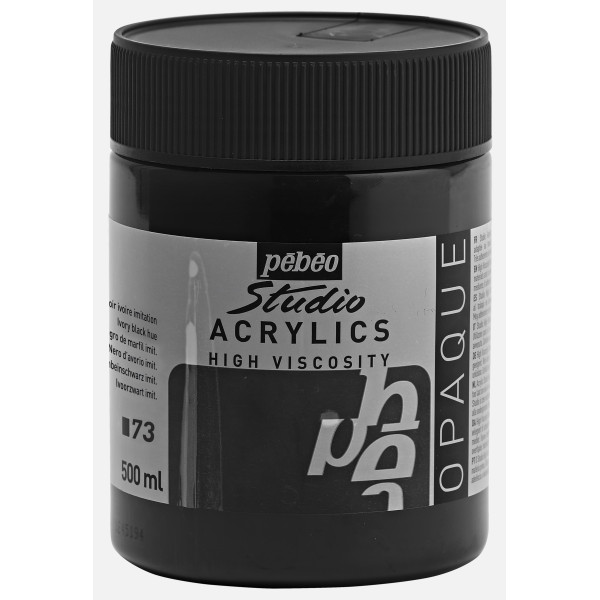 Peinture acrylique - Noir Ivoire imitation - 73 - Pébéo Studio - Pot de 500ml