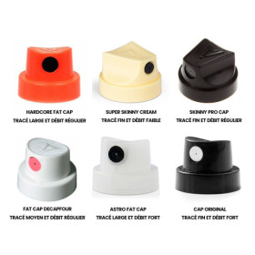 Caps - Valve - Pour bombe de peinture - 6 tailles et tracé différents