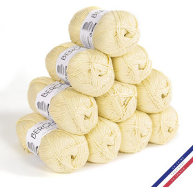 10 pelotes de laine - Paille - 100% coton bio - 3mm - Tricot et crochet - Bergère de France