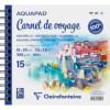Carnet de voyage - Aquarelle - Spirales - 19x20 cm - 15 feuilles - 300g - Aquapad - Clairefontaine