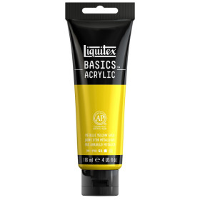 Peinture acrylique - Jaune d'or métallique - Liquitex Basics acrylic - Tube 118ml