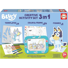 Jeu créatif - Bluey - Coloriage, collage - 6 modèles + gommettes + crayons - Dès 3 ans