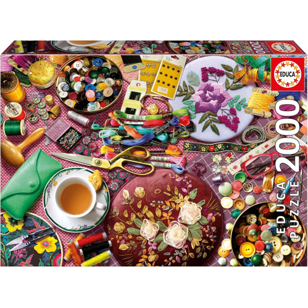 Puzzle - Table de couture à l'heure du thé - 2000 pièces - Dès 14 ans - 96x68cm - Educa