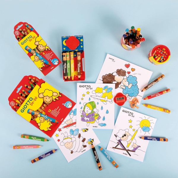 Crayons de couleur Giotto Be-bè – 12 couleurs – Dès 2 ans