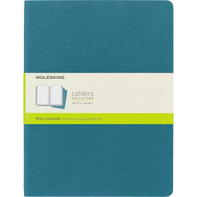 3 carnets - 19x25cm - Turquoise - 120 pages blanches - Couverture souple - Moleskine