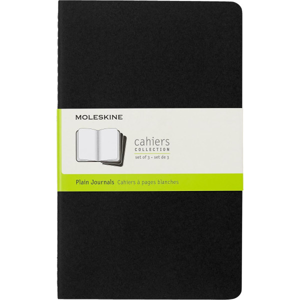3 carnets - 13x21cm - Noir - 80 pages blanches - Couverture souple - Moleskine