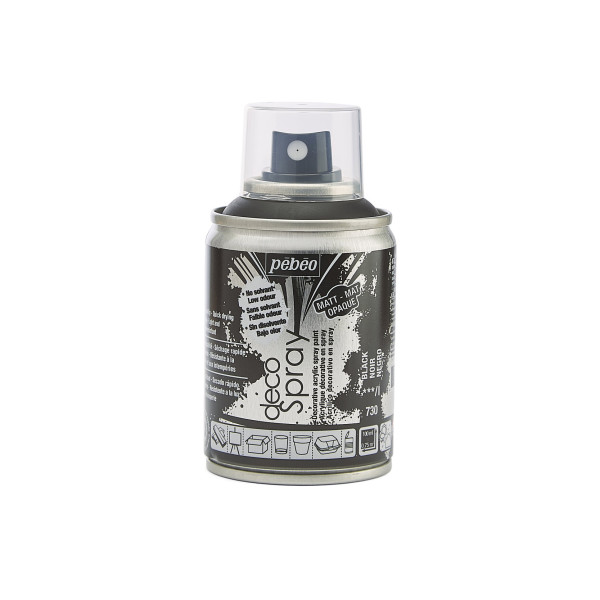 Bombe de peinture - Noir - 730 - Pébéo - DecoSpray - 100ml - Tous supports