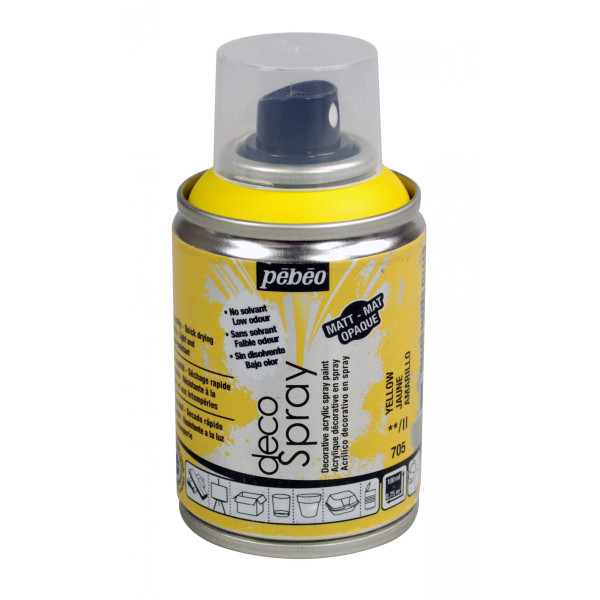 Bombe de peinture - Jaune - 705 - Pébéo - DecoSpray - 100ml - Tous supports