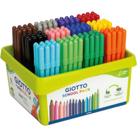 Feutres de coloriage - Dessin - Enfant - 144 feutres - 12 couleurs - Pointe solide - Schoolpack - Giotto