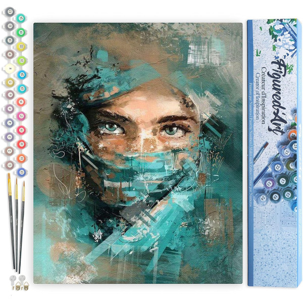 Peinture par numéro - Regard envoutant - 40x50cm - Toile + pinceaux + peinture - Intermédiaire - Figured'Art