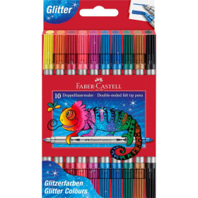 Set de 10 feutres pailletés Faber-Castell double pointe – 0,5 à 5 mm