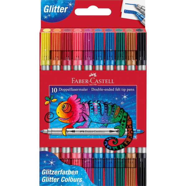 Set de 10 feutres pailletés Faber-Castell double pointe – 0,5 à 5 mm