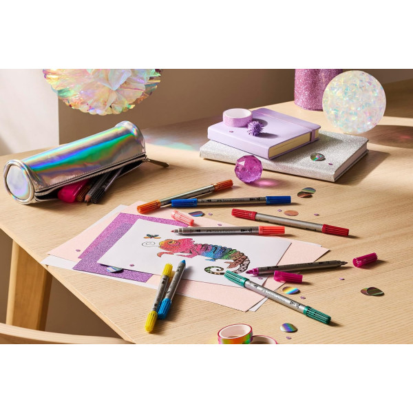 Set de 10 feutres pailletés Faber-Castell double pointe – 0,5 à 5 mm