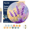 Peinture par numéro - Modèle lavande - 30cm diamètre - Support bois + pinceaux + peinture - Débutant - Figured'Art