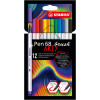 photo-Etui carton de 12 feutres pinceau STABILO Pen 68 brush ARTY - pointe pinceau