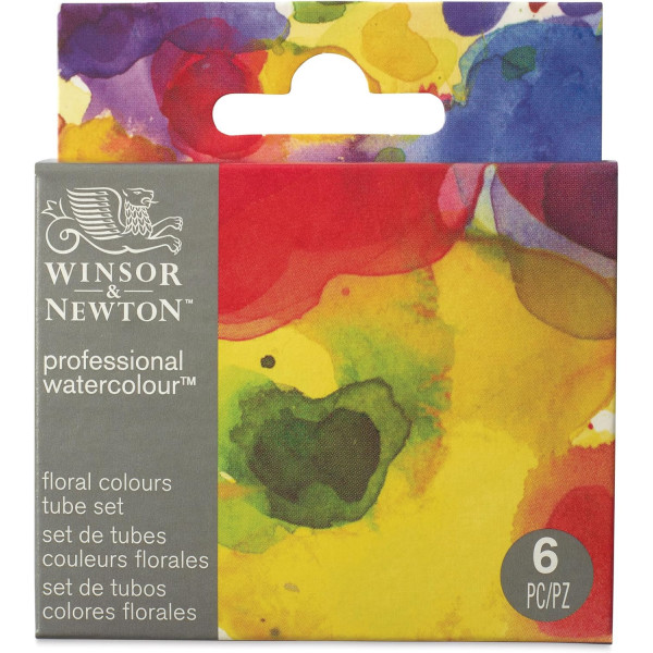 Peinture aquarelle - 6 couleurs florales - Winsor et Newton - 6 tubes de 5ml