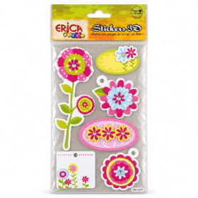 Stickers 3D fleurs et étiquettes pour scrapbooking – 6 pièces – Erica Créa