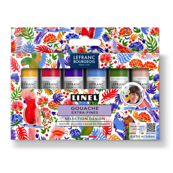 Coffret de 6 tubes de gouache extra-fine Linel – Sélection Design Carole Rampinetta – Lefranc Bourgeois
