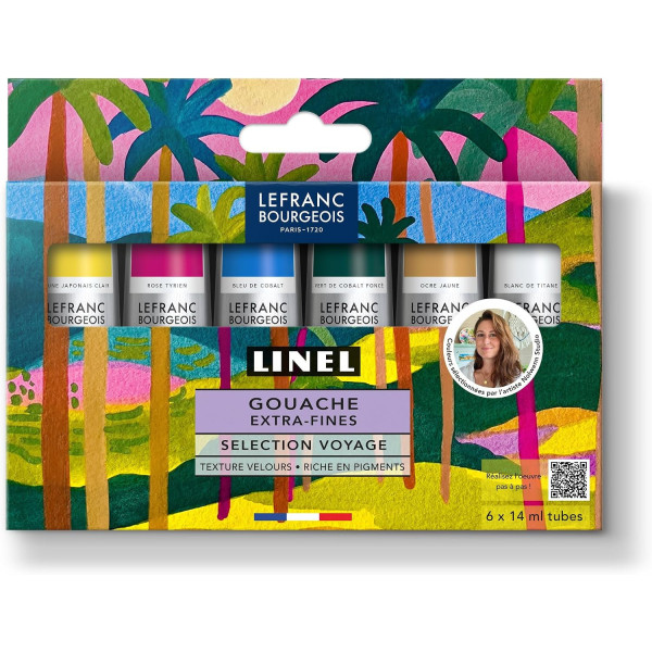 Coffret de 6 tubes de gouache extra-fine Linel – Sélection voyage Nolwenn Studio – Lefranc Bourgeois