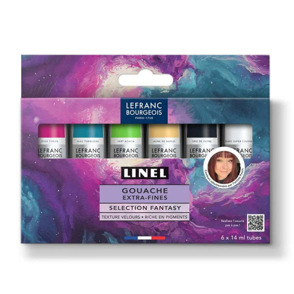Coffret de 6 tubes de gouache extra-fine Linel – Sélection Fantasy par Pawm – Lefranc Bourgeois