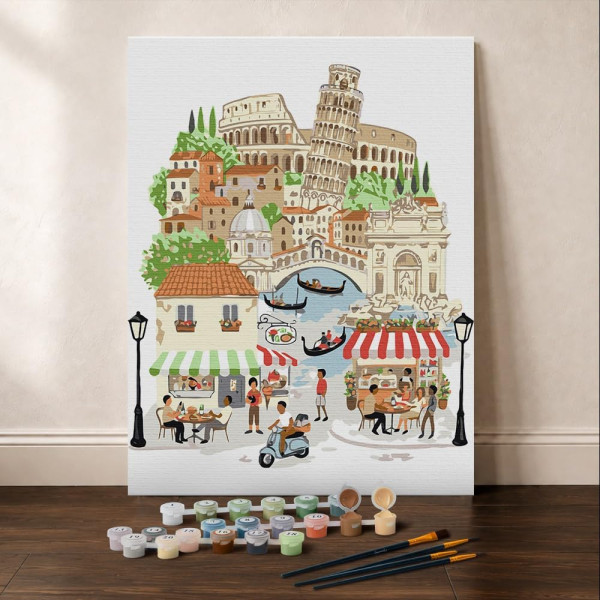 Coffret peinture par numéros La Dolce Vita Italienne – 24,5 x 32,5 cm – Figured'Art