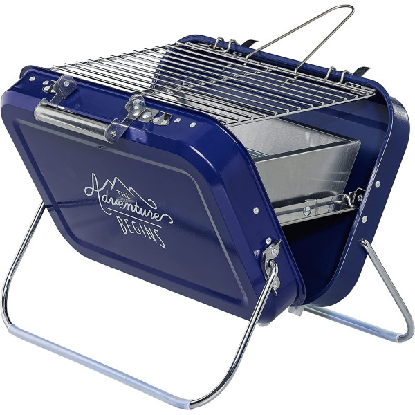 Barbecue portable - Pour pique-nique camping - Bleu - Acier inoxydable