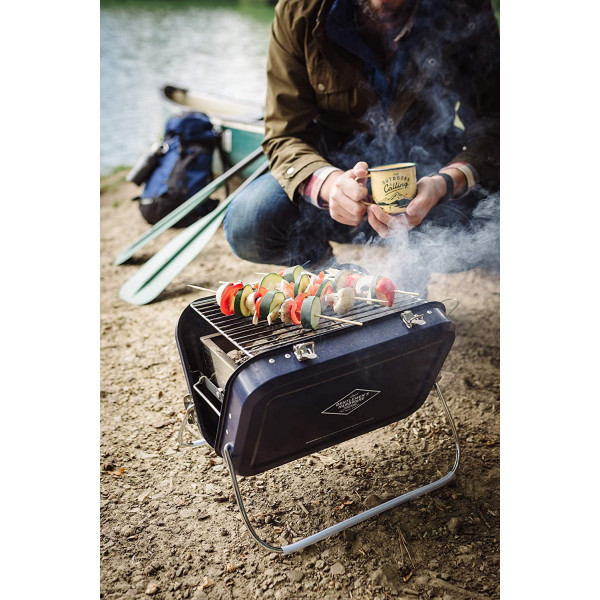 Barbecue portable - Pour pique-nique camping - Bleu - Acier inoxydable