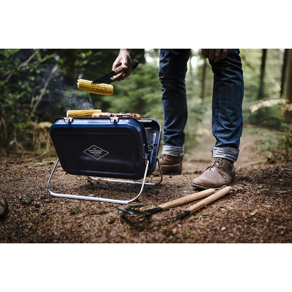 Barbecue portable - Pour pique-nique camping - Bleu - Acier inoxydable