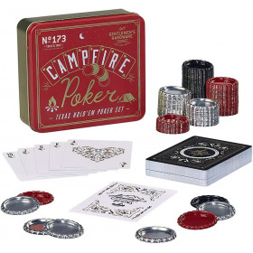 photo-Jeu de poker - 52 cartes - 120 jetons de poker en métal - Etanche - Boîte métal