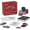 photo-Jeu de poker - 52 cartes - 120 jetons de poker en métal - Etanche - Boîte métal