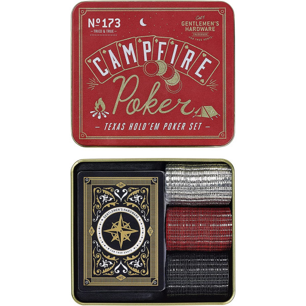 Jeu de poker - 52 cartes - 120 jetons de poker en métal - Etanche - Boîte métal