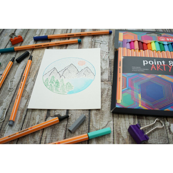 Etui carton de 65 feutres fins STABILO point 88 ARTY - pointe fine