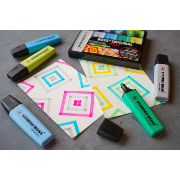 Etui carton de 10 surligneurs STABILO BOSS ORIGINAL ARTY - couleurs chaudes