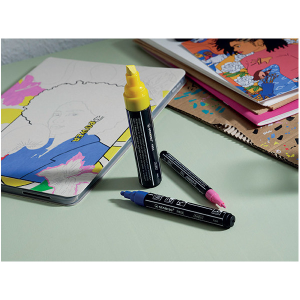 Marqueur STABILO FREE - T100 Rose acrylique - pointe conique