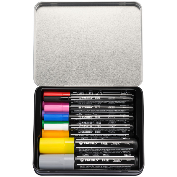 Kit de création de 11 marqueurs STABILO FREE acrylic pointes mixtes