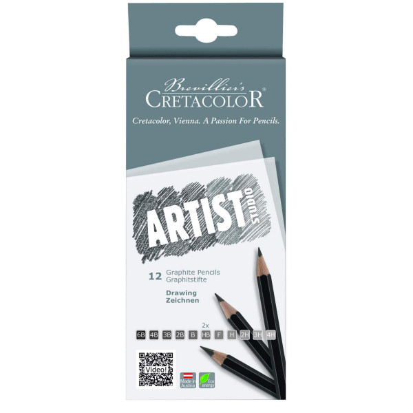 photo-Etui de 12 crayons graphite - Beaux-Arts - 6B 4B 3B 2B B HB F H 2H 3H 4H - Cretacolor