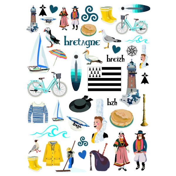 photo-Gommettes - Bretagne - BZH - Triskel - Drapeau breton - 90 pièces