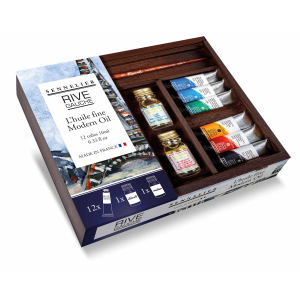 photo-Coffret - Peinture à l'huile - Sennelier - Rive gauche - 12 tubes de 10ml