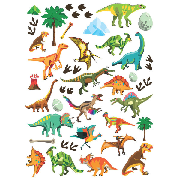 photo-Gommettes - Dinosaures - T-Rex - Tricératops - 72 pièces