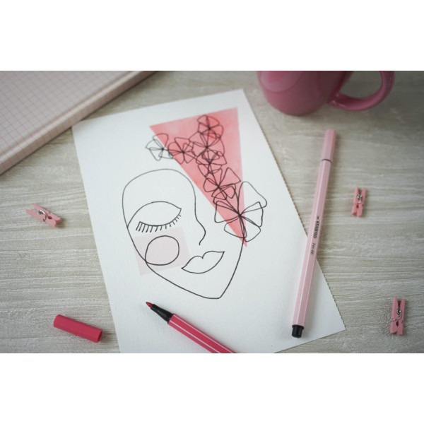 Feutre de dessin STABILO Pen 68 - pointe moyenne - Rose poudre