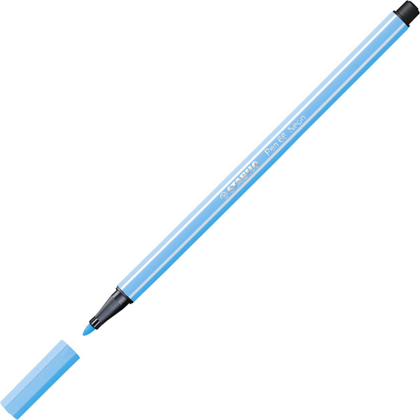 Feutre de dessin STABILO Pen 68 - pointe moyenne - Bleu fluo