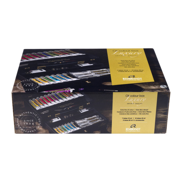 Peinture à l'huile - Coffret en bois - Assortiment de couleurs - Accessoires - Rembrandt